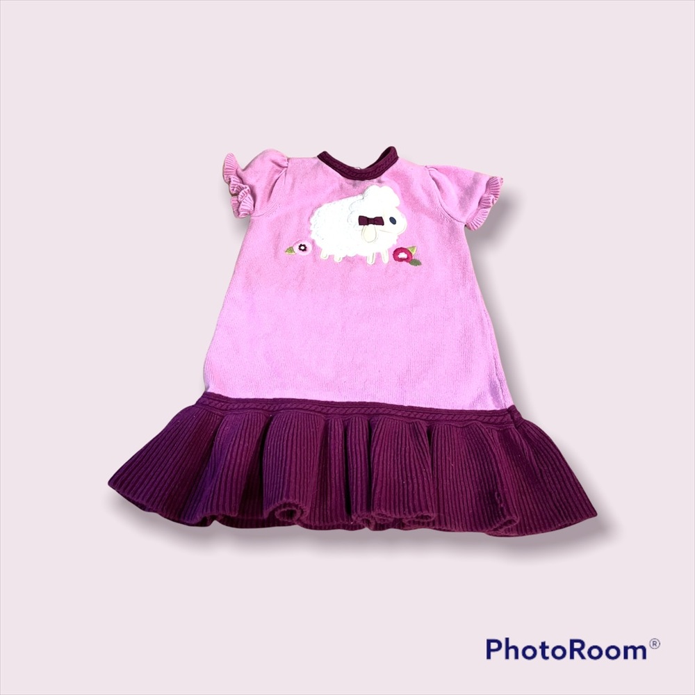 Gymboree Girls Sweater Dress Sheep Flower Embroidery 18M